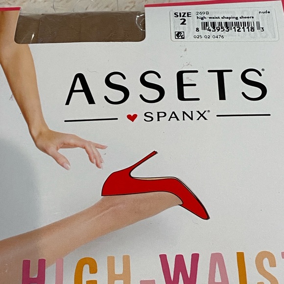 Assets SPANX High-Waist Shaping Sheers Pantyhose w/Shaper Shorts Nude Size 2 NWT - Picture 3 of 5